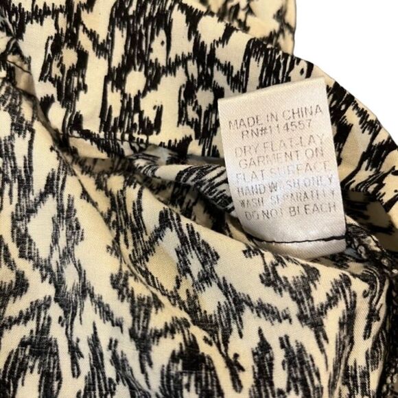 THML Embroidered Blouse Black and White with Neon Yellow Detail Size Medium - Picture 7 of 10